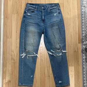 American Eagle Outfitters Women's Blue Distressed Jeans